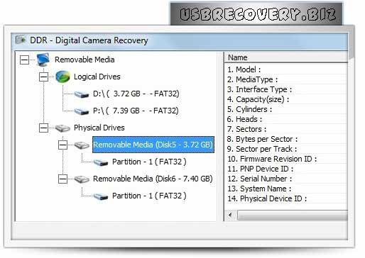Screenshot of Camera Data Recovery Software