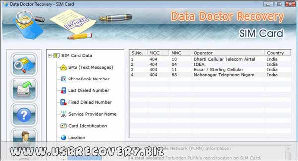 Screenshot of Sim Card SMS Recovery